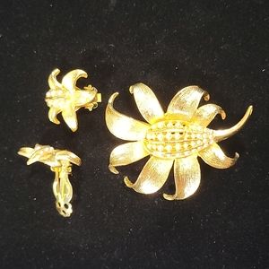 Vintage Coro Brooch with Clip On Earrings